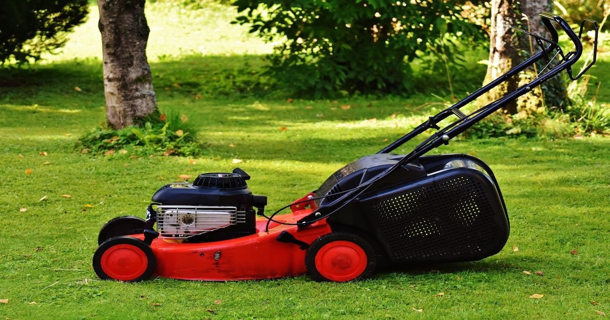 a lawn mower on grass