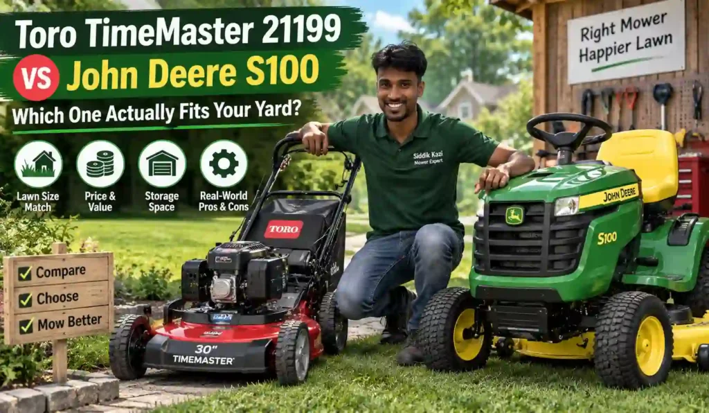 Toro TimeMaster 21199 vs John Deere S100